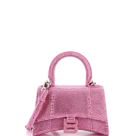 Balenciaga Handbags - Balenciaga XS Hourglass Top Handle Bag Suede with Crystals